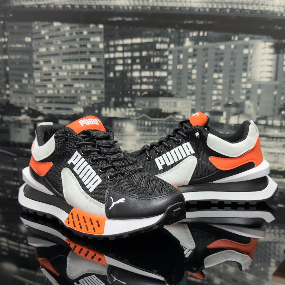 Pantofi Sport Barbati Negru Portocaliu Cod BR 1010 - BristoGool