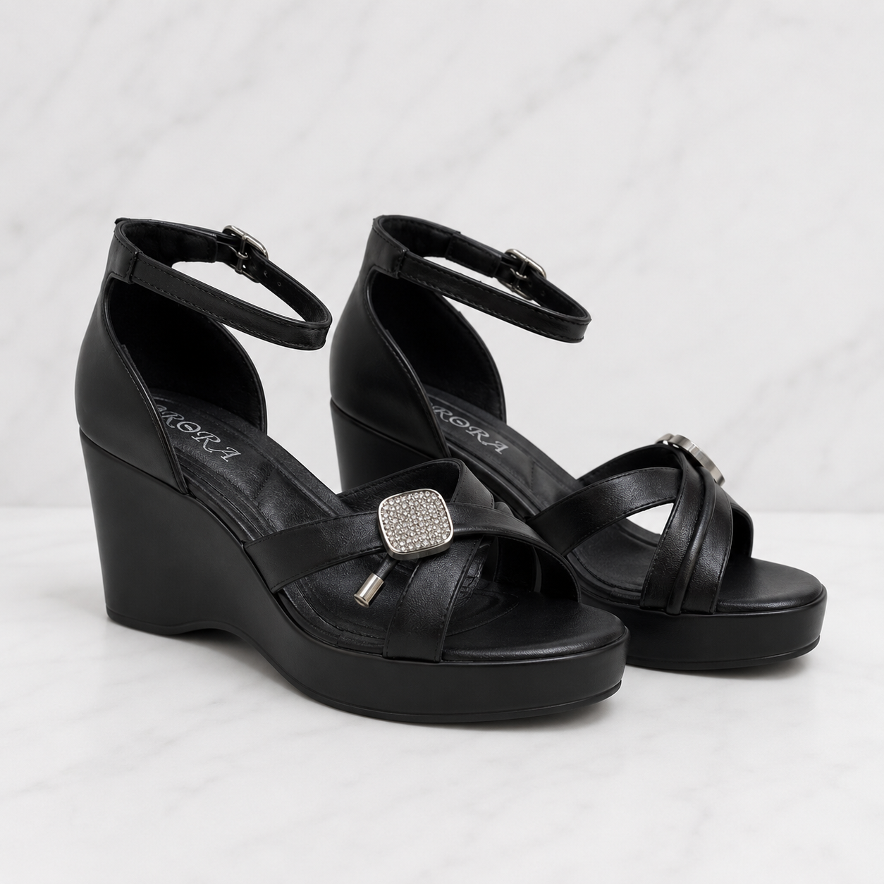Sandale Cu Platforma Cleopatra Negru