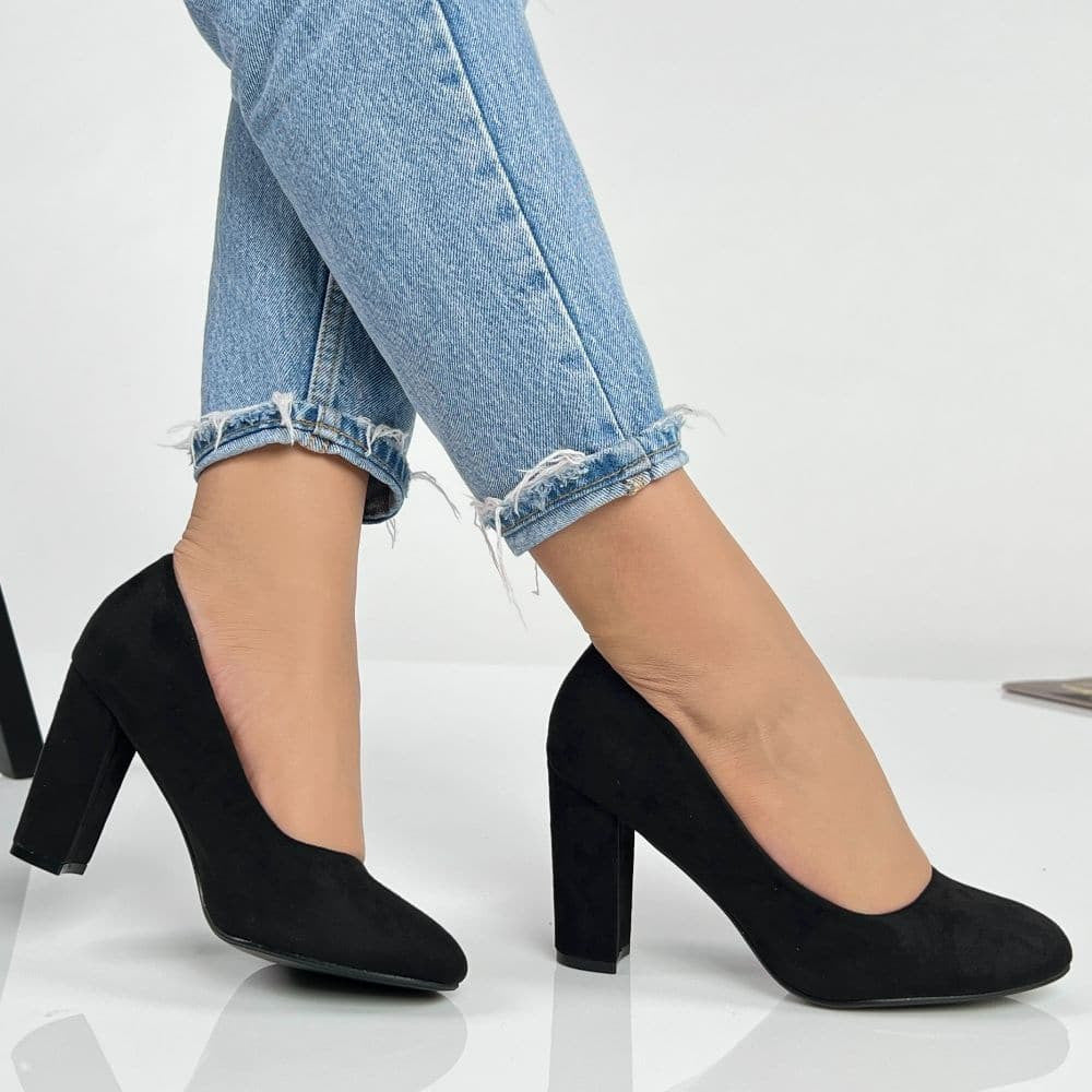 Pantofi Cu Toc Plimi Negru