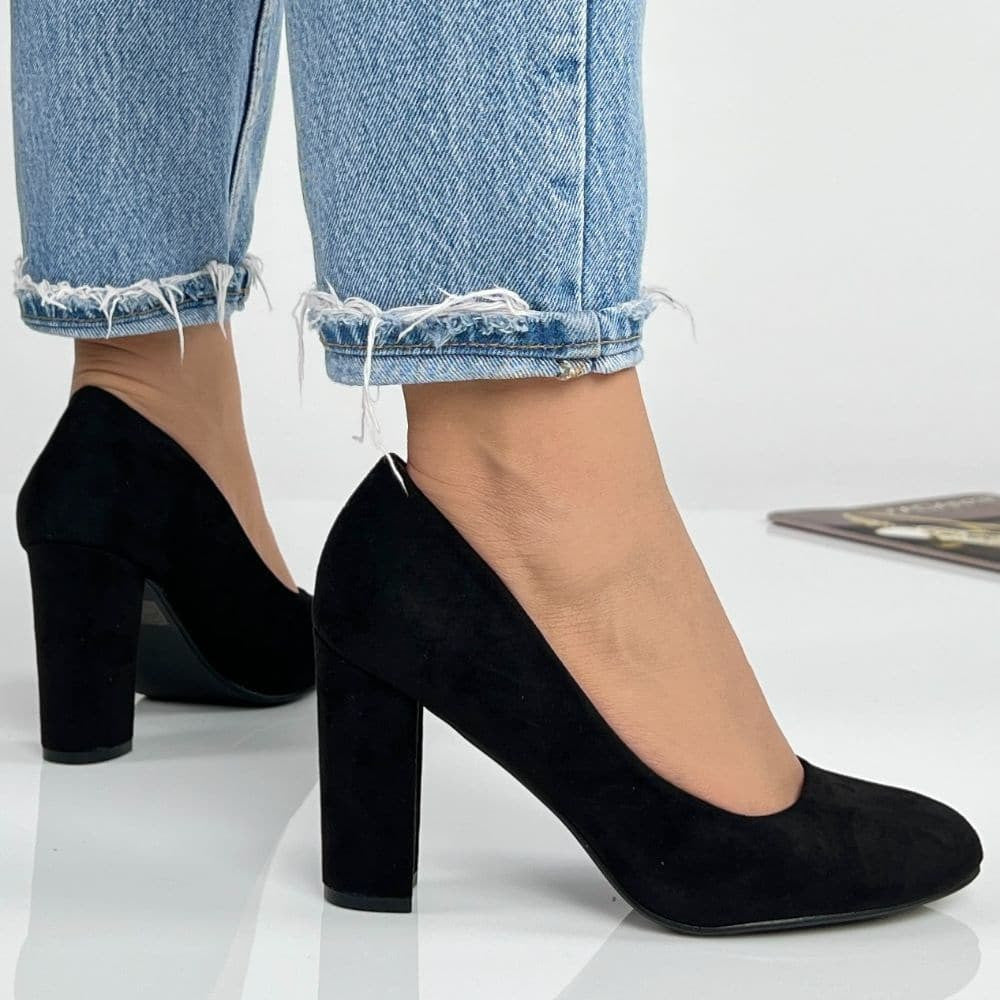 Pantofi Cu Toc Plimi Negru