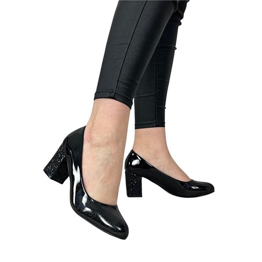 Pantofi Cu Toc Siman Negru - BristoGool