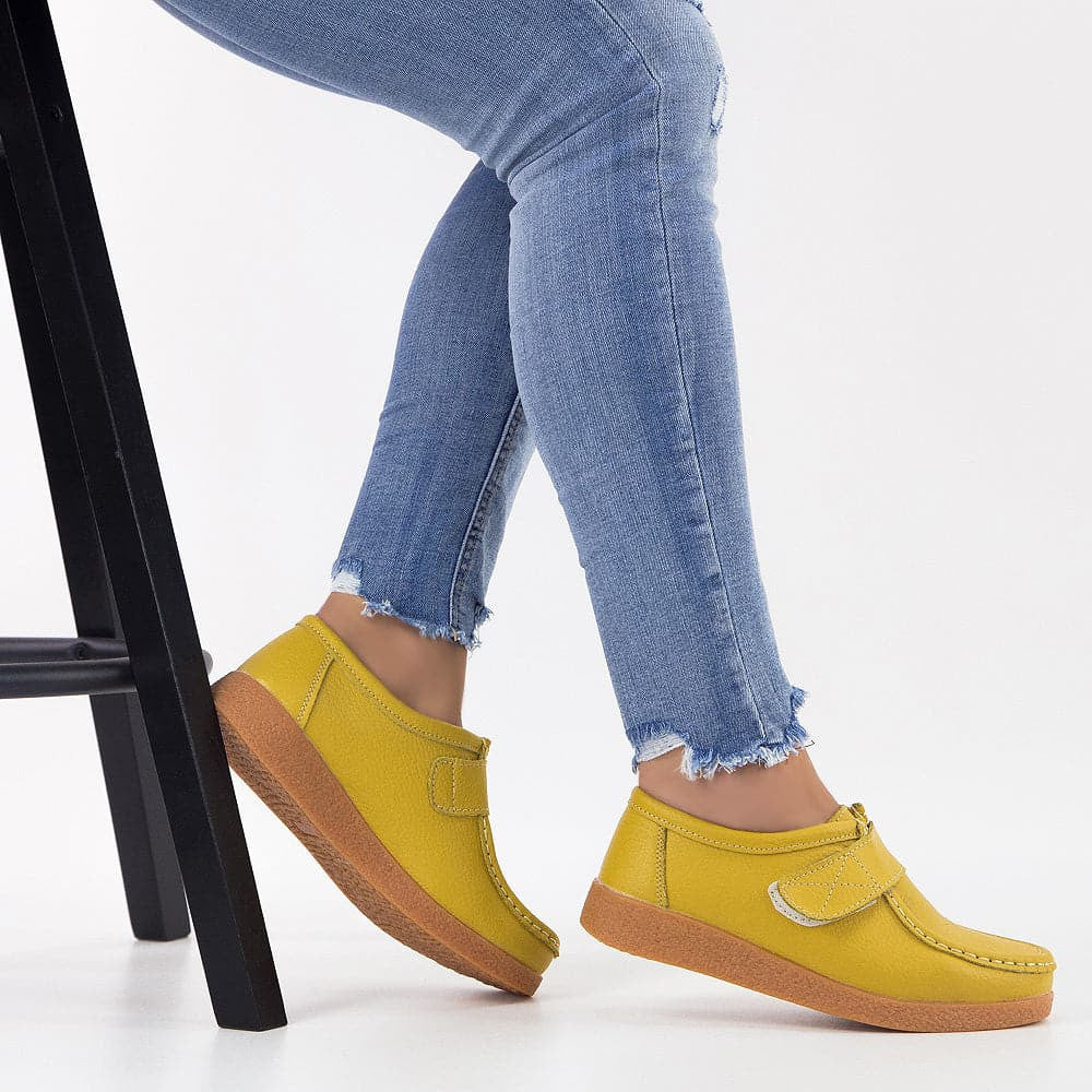 Pantofi Piele Naturala Agata Galbeni