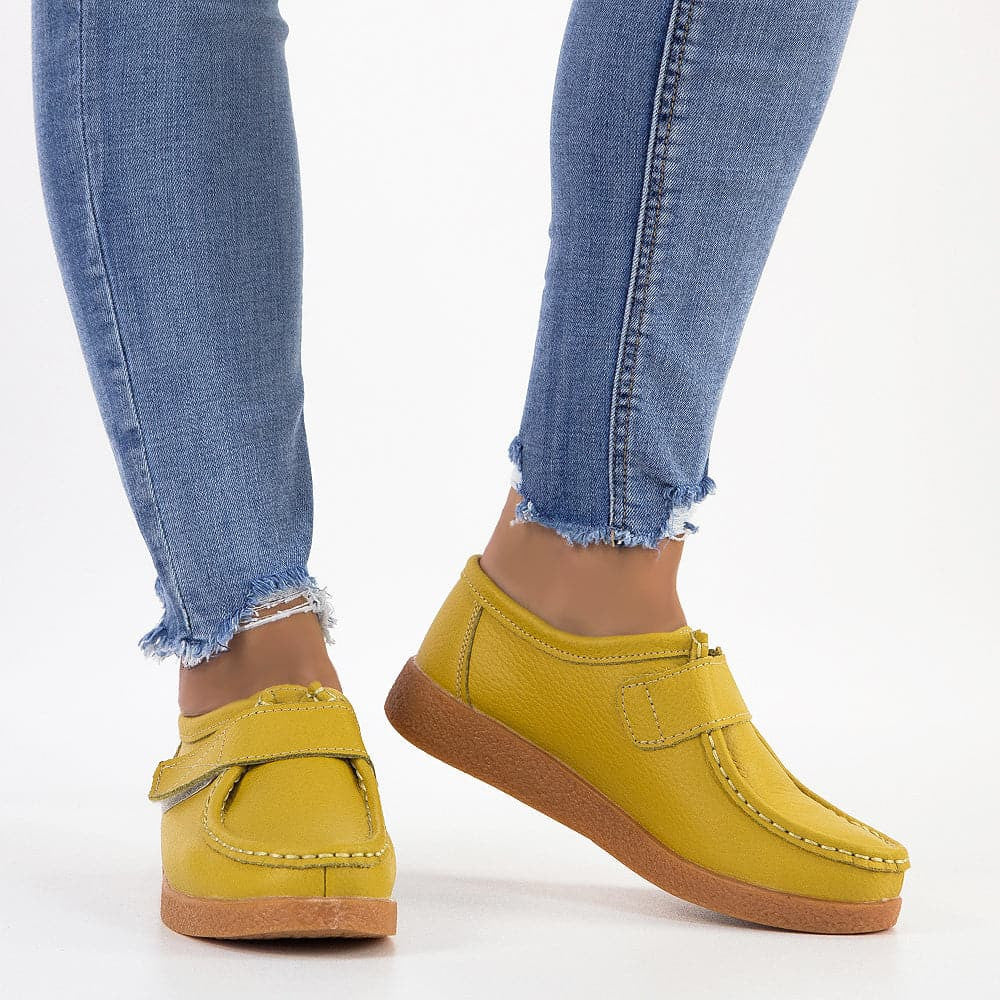 Pantofi Piele Naturala Agata Galbeni