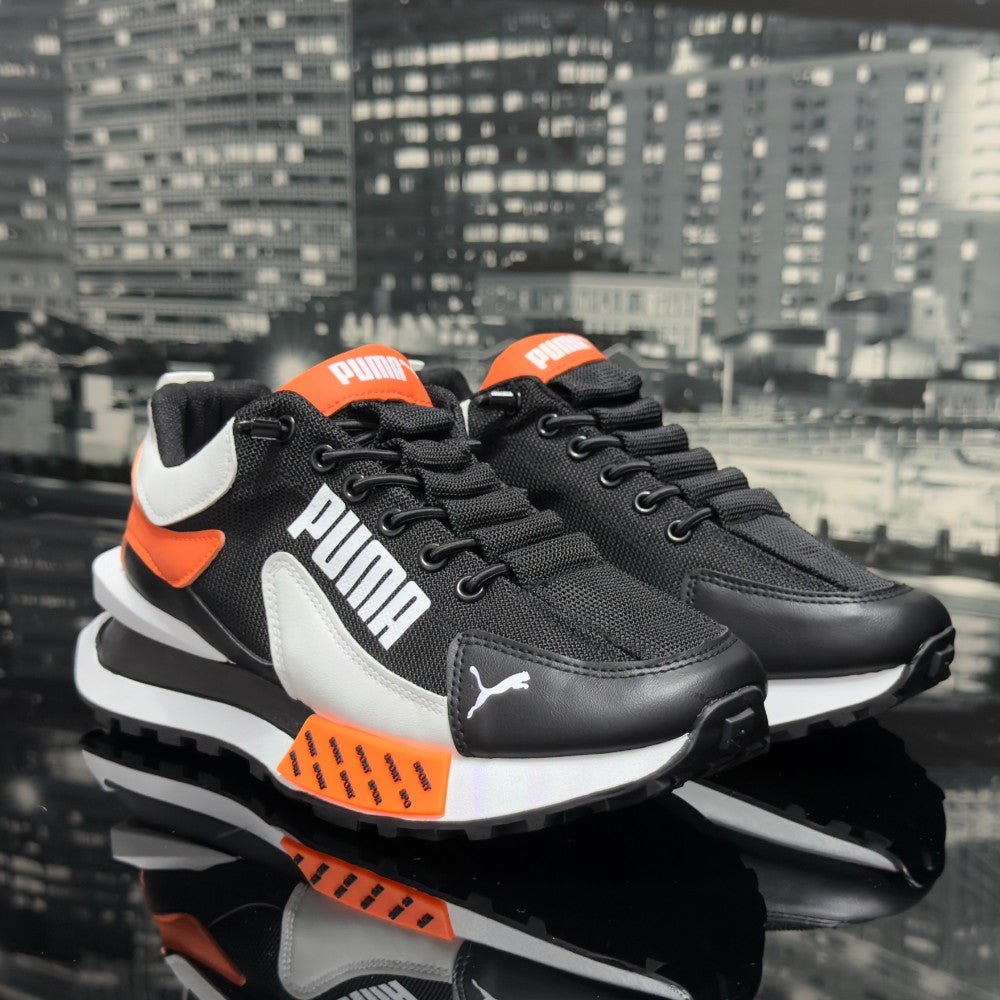 Pantofi Sport Barbati Negru Portocaliu Cod BR 1010 - BristoGool