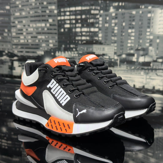 Pantofi Sport Barbati Negru Portocaliu Cod BR 1010 - BristoGool